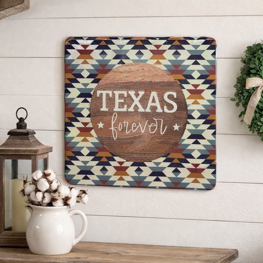 Metal Texas Forever Outdoor Wall Art Sign‎ Southwestern Style Decor 11.4"